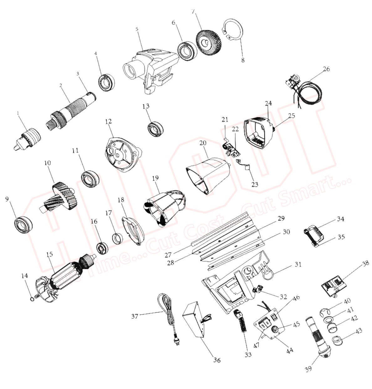 TwisTech 16 exploded drawing with numbered parts